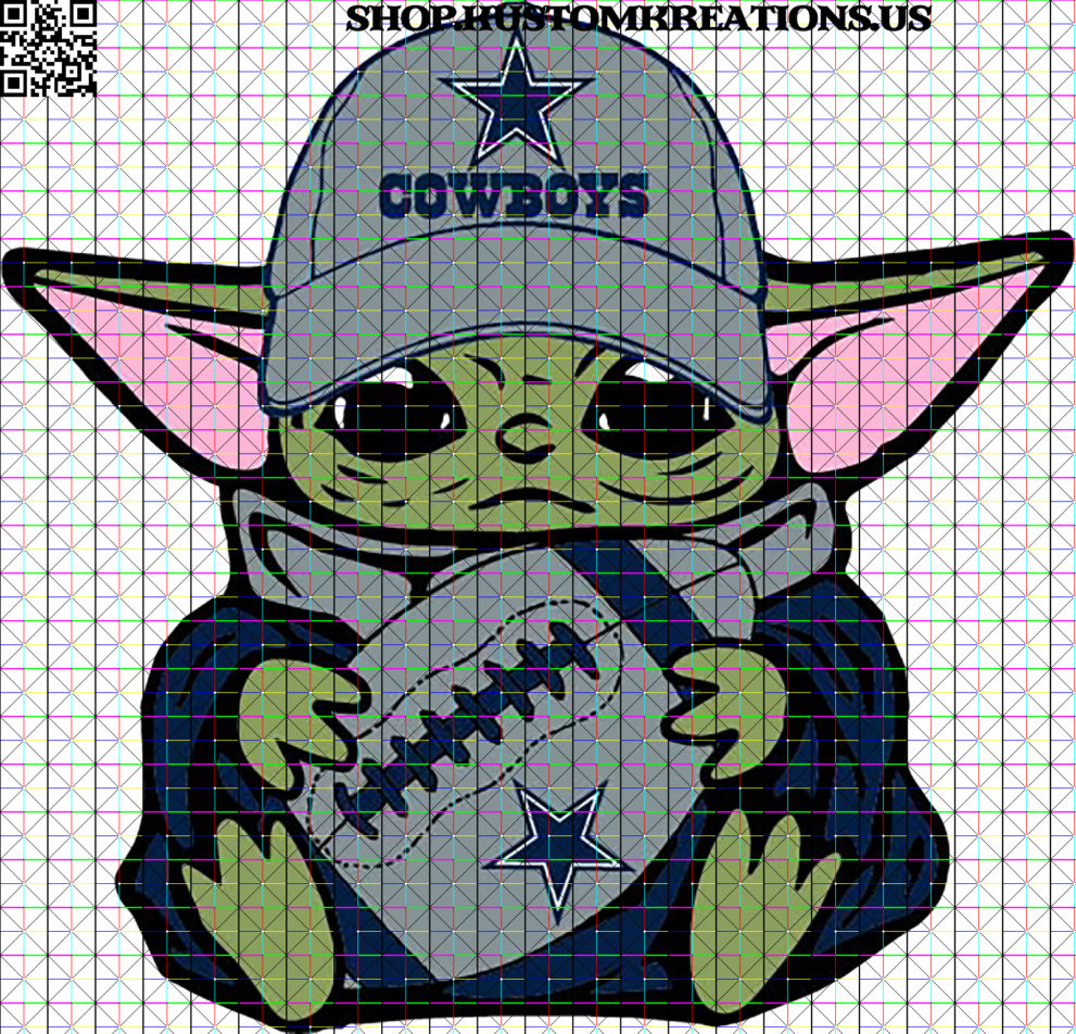 This is a SVG image of Baby yoda with Dallas hat and football. This image can be used with Cricut or similar cutting machines. #cowboys #nfl #dallascowboys #dallas #football #cowgirls #cowboysnation #cowboy #dc #americasteam #rodeo #texas #countrylife #dakprescott #amaricooper #country #life #rdr #l #western #wedemboyz #reddeadredemption #zeke #gocowboys #superbowl #horses #cowgirl #cowboysfans #ezekielelliott #bhfyp #sublimation #png #kustomkreationsus #htv #cameo #circut #BabyYoda #SVG #Starwars #Sublimation #TheChild #KustomKreationsus #png #disney